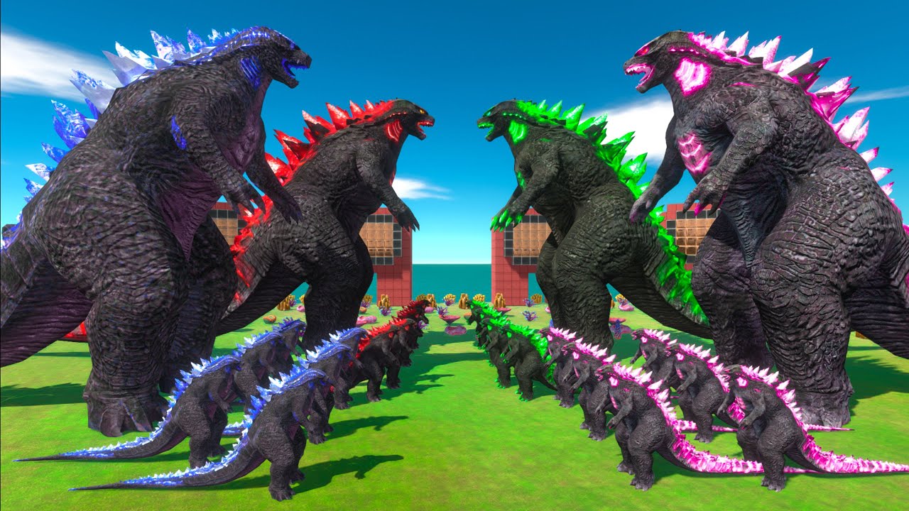 Growing Ice Godzilla x Fire Godzilla VS Godzilla Evolved x Godzilla Poison - Animal Revolt Battle