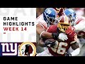 Giants vs. Redskins Week 14 Highlights | NFL 2018