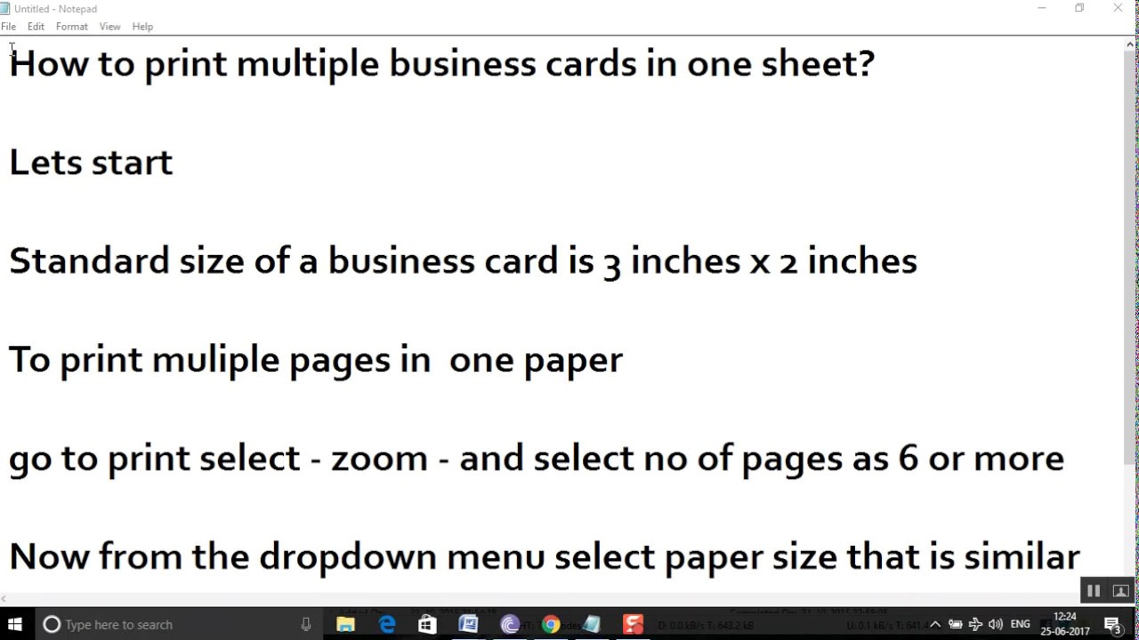 business card standard size