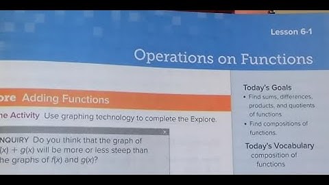 Module 6 Lesson 1 Operations of Functions