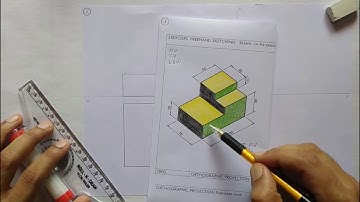 Problem 5.1 KTU-Engineering Graphics-Module-5: Conversion of pictorial views to orthographic views