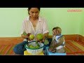 Adorable Monkey Kako Eating Sweet Guava Fruits With Mom | Baby Monkey Eat Guava Fruits