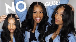 Attempting to Install My 13x6 Frontal Wig Using ONLY AN ELASTIC BAND! (GLUELESS METHOD) | UNice Hair