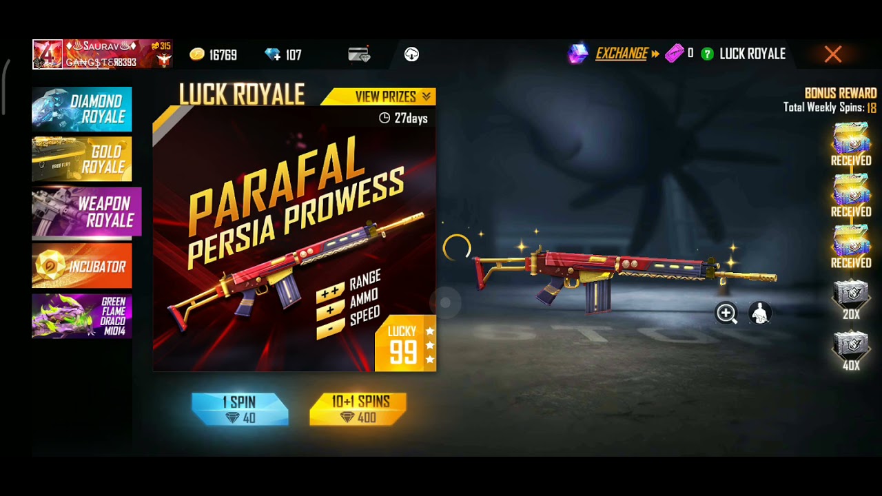 Only one spin get permanent skin ❤️❤️🔥🔥🔥