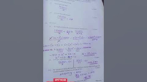 kcse 2017 paper 1 question 23 quadratic equation #kcsemadeeasy #kcse #edurekayoutube