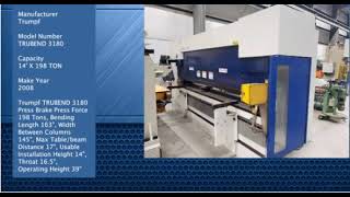GMB#8601 (2008) 14' X 198 TON Trumpf TRUBEND 3180 Press Brake
