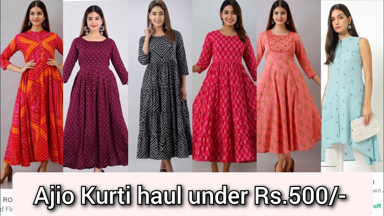 Best Ajio Everyday Kurtis Haul Under Rs.500||College/Office/Rakhi Wear  Kurtis||AJIO TRY-0N HAUL 2023 - YouTube