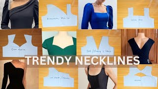 How to cut Trendy Necklines | How to cut different necklines for tops, blouse and Dress