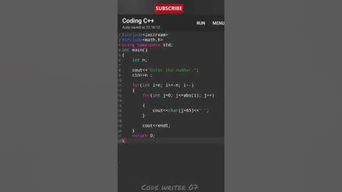 Best C++ pattern program tutorial video ||#shorts #coding #codewriter07 #programming