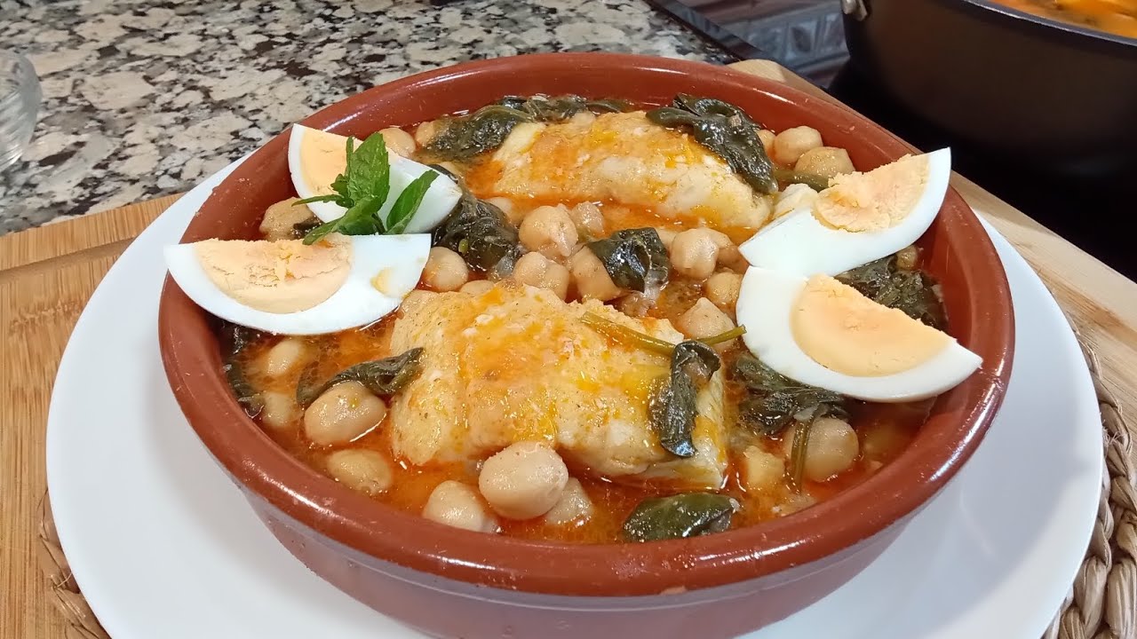 POTAJE DE GARBANZOS CON BACALAO Y ESPINACAS , una receta con muchísimo sabor