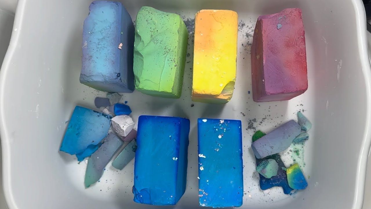 ASMR | colorful dyed gym chalk 🦋🍀🌻🐞 - YouTube