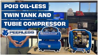 PO13 Oil-Less Twin Tank and Tubie | 175 LPM - Air Compressor