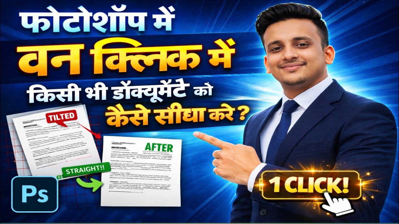 Ps में तिरछा Ducument को सीधा करें /टेढ़ा-मेढा Documents को सीधा कैसे करें Mobile से ☝️☝️