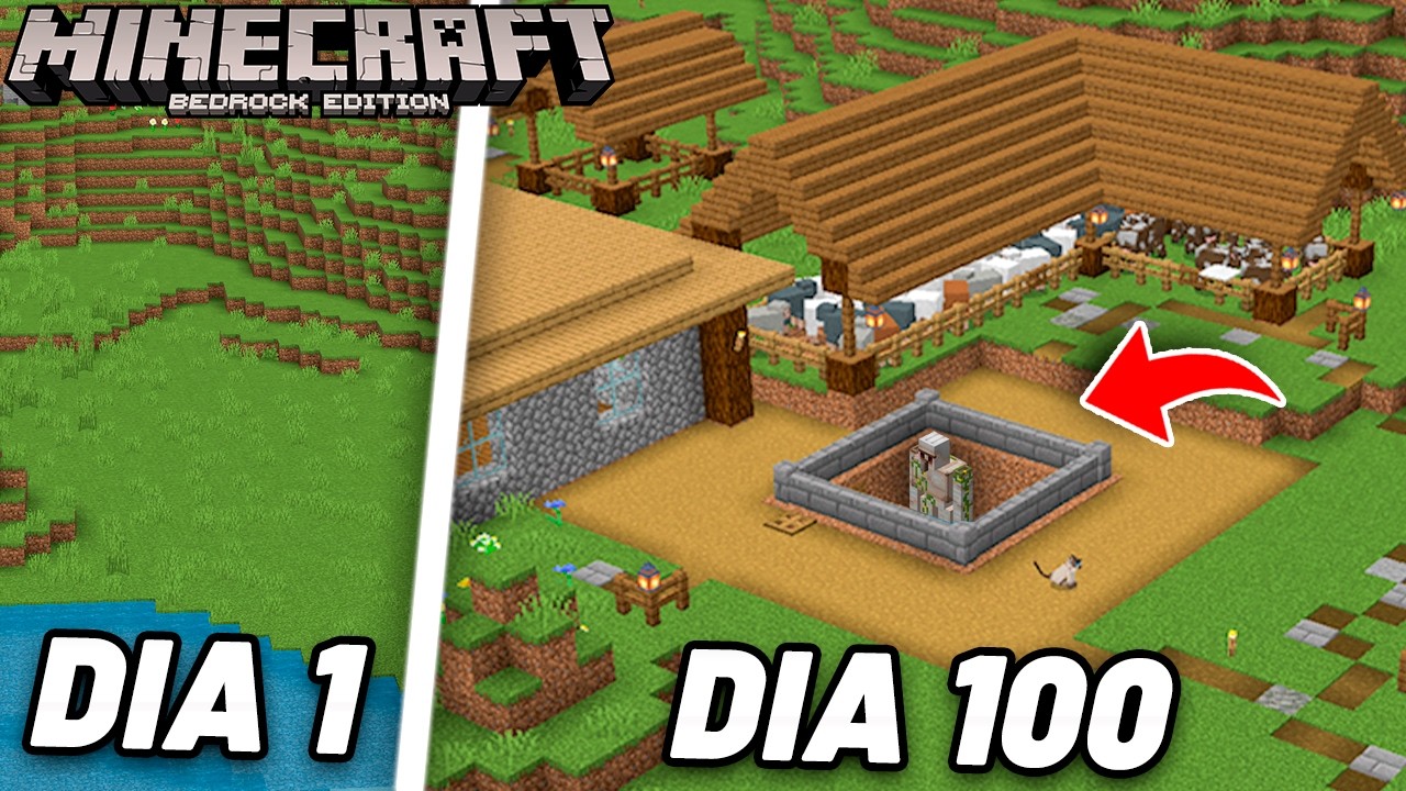 Sobrevivi 100 DIAS fazendo FARMS no Minecraft Bedrock