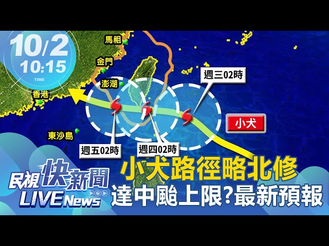 【LIVE】1002  颱風小犬路徑略北修恐達中颱上限 最新颱風動態預報｜民視快新聞｜