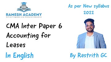 CMA Inter Paper 6 Accounting for Leases Revision In English by Rastrith as per New Syllabus 2022