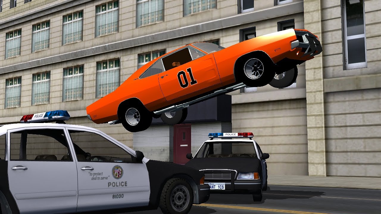 General Lee Jump Over Police Cars And Drift In The City