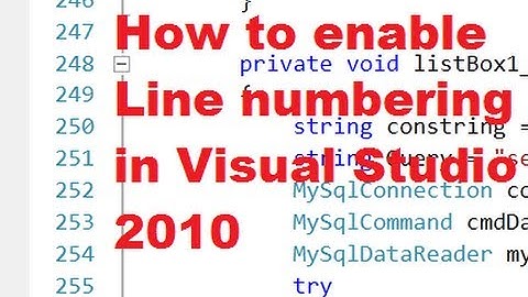 How to enable Line numbering in Visual Studio 2010