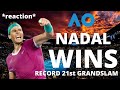 RAFA NADAL WINS RECORD BREAKING 21st GRANDSLAM *reaction*