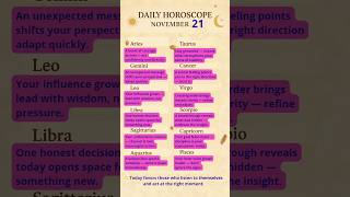 Daily Horoscope — November 21 ✨🔮 | Bold Energy for Every Zodiac Sign