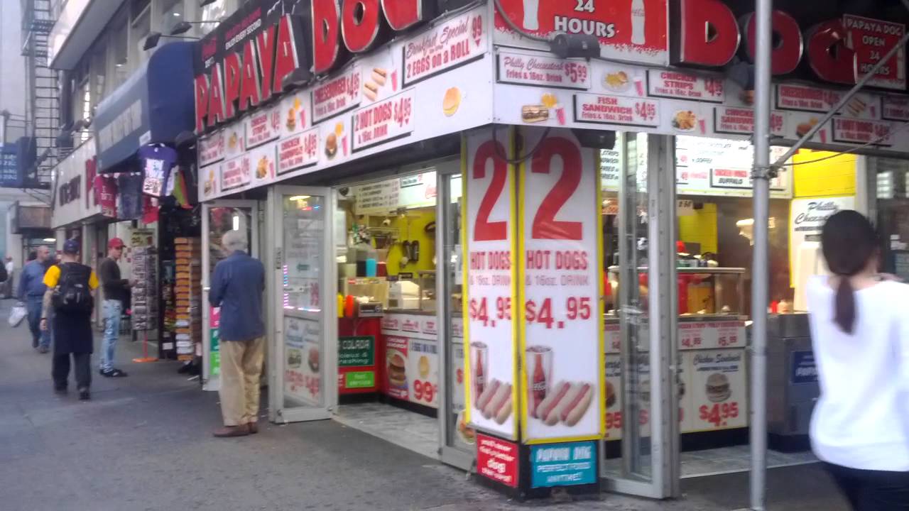 Papaya Dog on the Corner of 5th Ave and 33rd St. Across The Empire