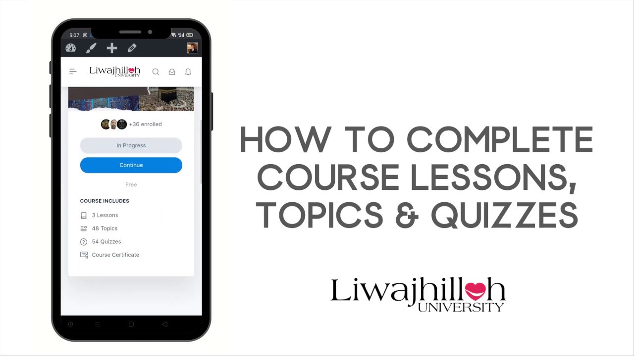 4. How to mark complete course lessons, topics and quizzes | Liwajhillah University
