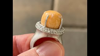 Gia 19.24 Ct. Natural Melo Melo Pearl & Diamond Ring In Platinum