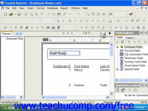 Crystal Reports Tutorial Previewing a Report-10 Business Objects Training Lesson 3.8