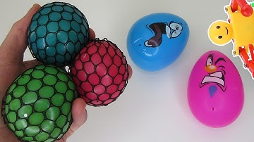 Learn Colors! SQUISHY BALLS for Kids & Children! Surprise Toys Kinder Surprise Eggs