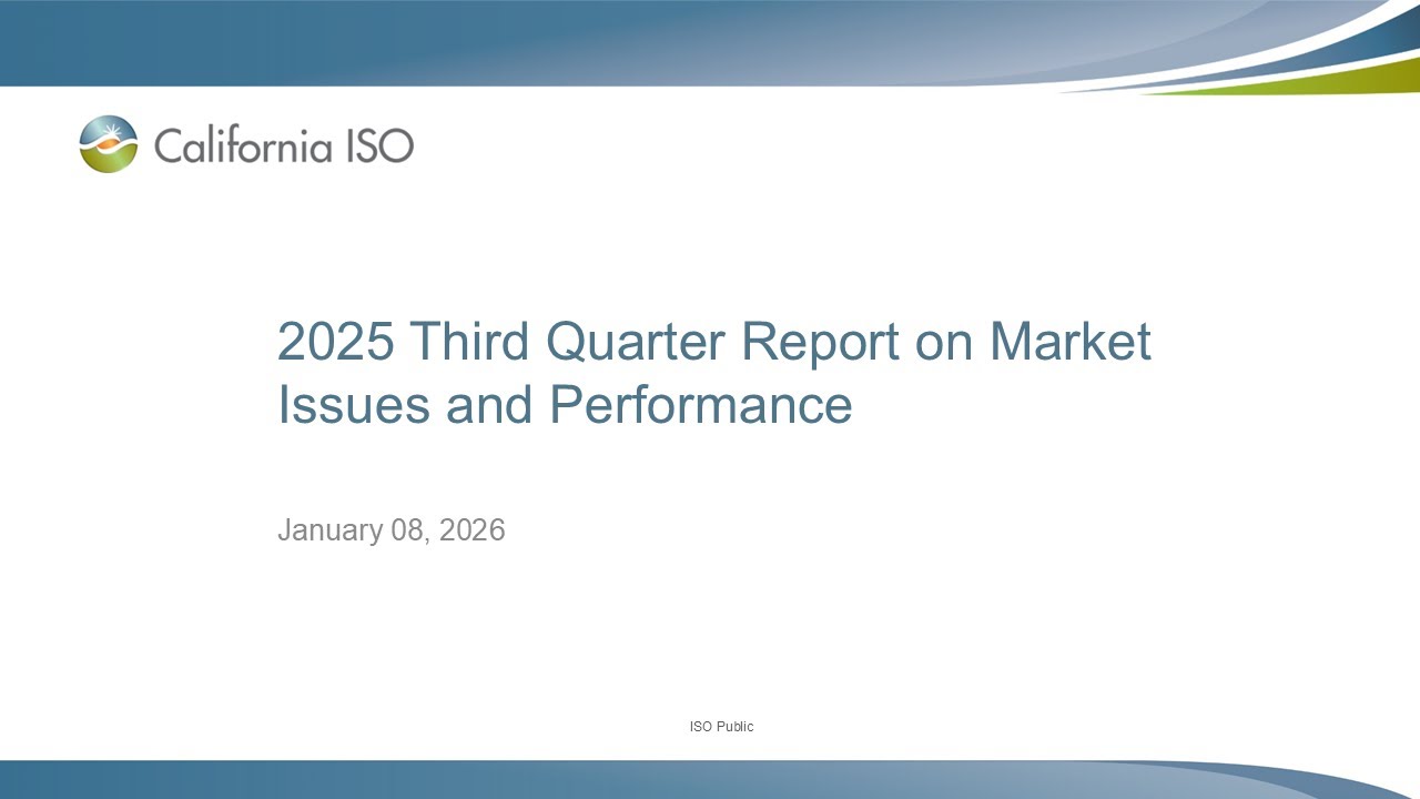 Jan 08, 2026 - 2025 Third Quarter Report on Market Issues and Performance