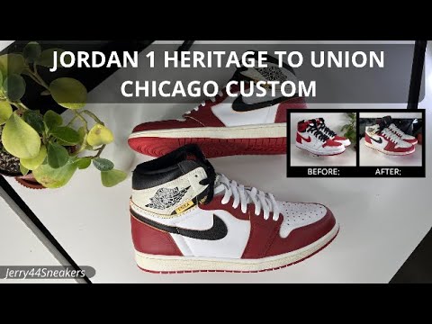 CUSTOM Air Jordan 1 Retro High OG 'Chicago' Black Sole (Fusion Red) UK9 NEW