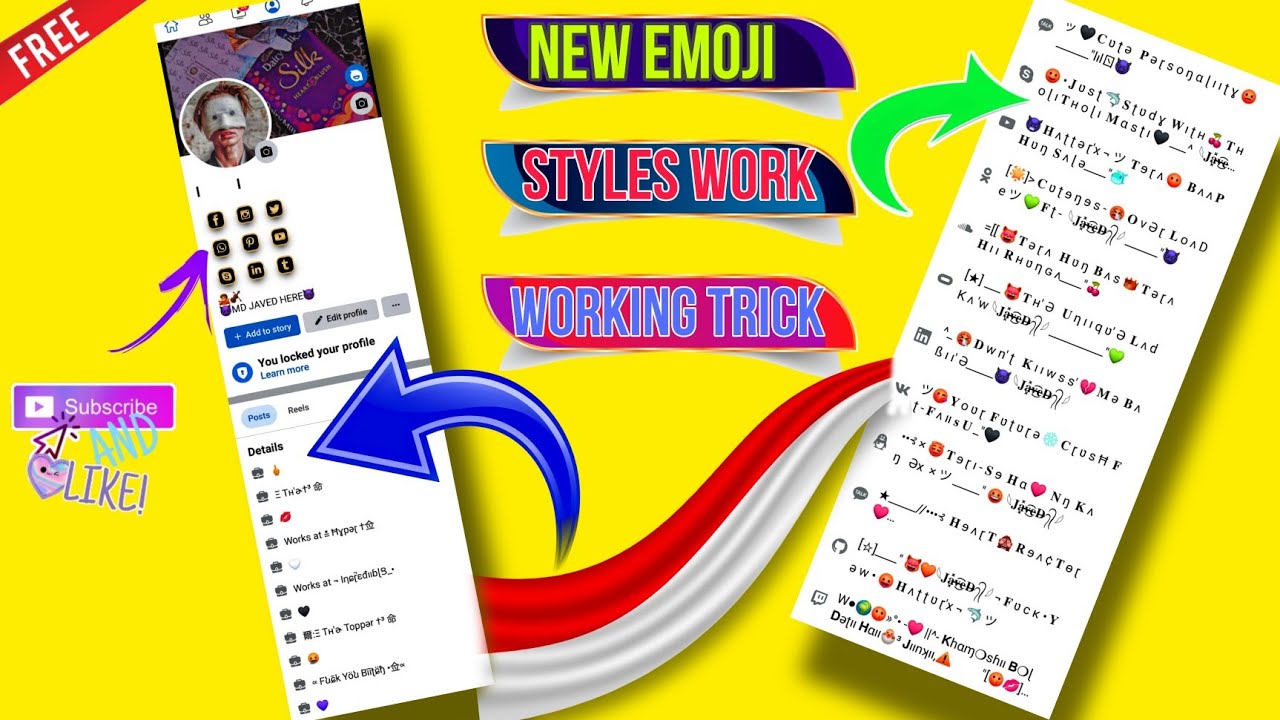 how to make emoji work | Facebook account styles work|| make vip profile||