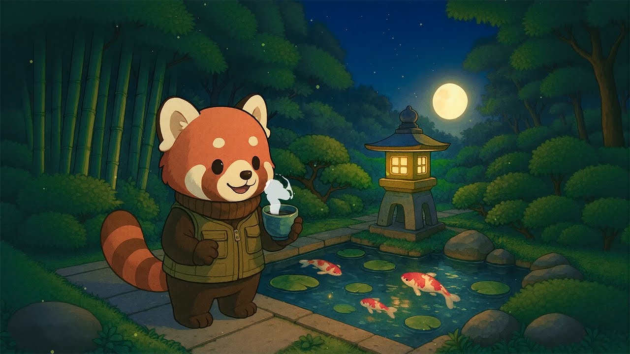 Moonlight Tea with Red Panda 🌕 Lofi Beats to Chill & Study 