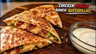 Chicken Bacon Ranch Quesadillas on the Griddle! Crispy, Cheesy & Loaded Flavor
