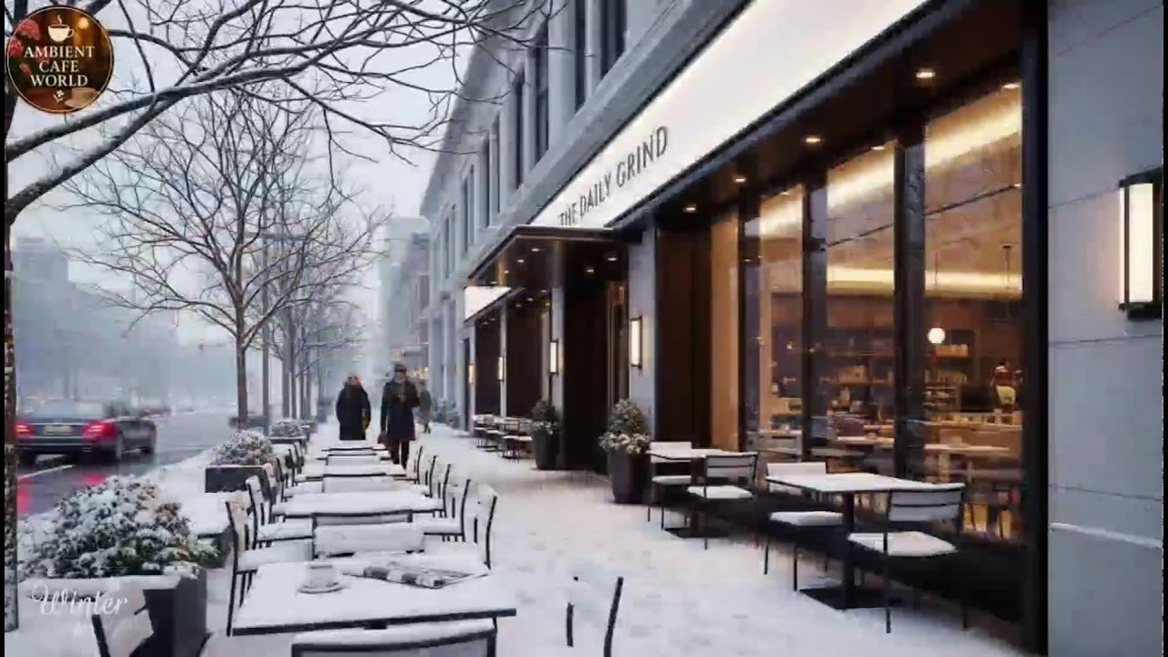 🔴 Calm Winter Night & Relaxing Jazz Background Music ,Cozy Coffee Shop Ambience with Soft Jazz Music