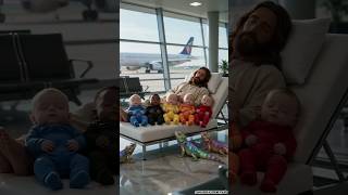 Jesus, 5 Rainbow Babies & Their Magical Lizard Friends' Airport Adventure! 🏃♂️🌈🦎 #shorts