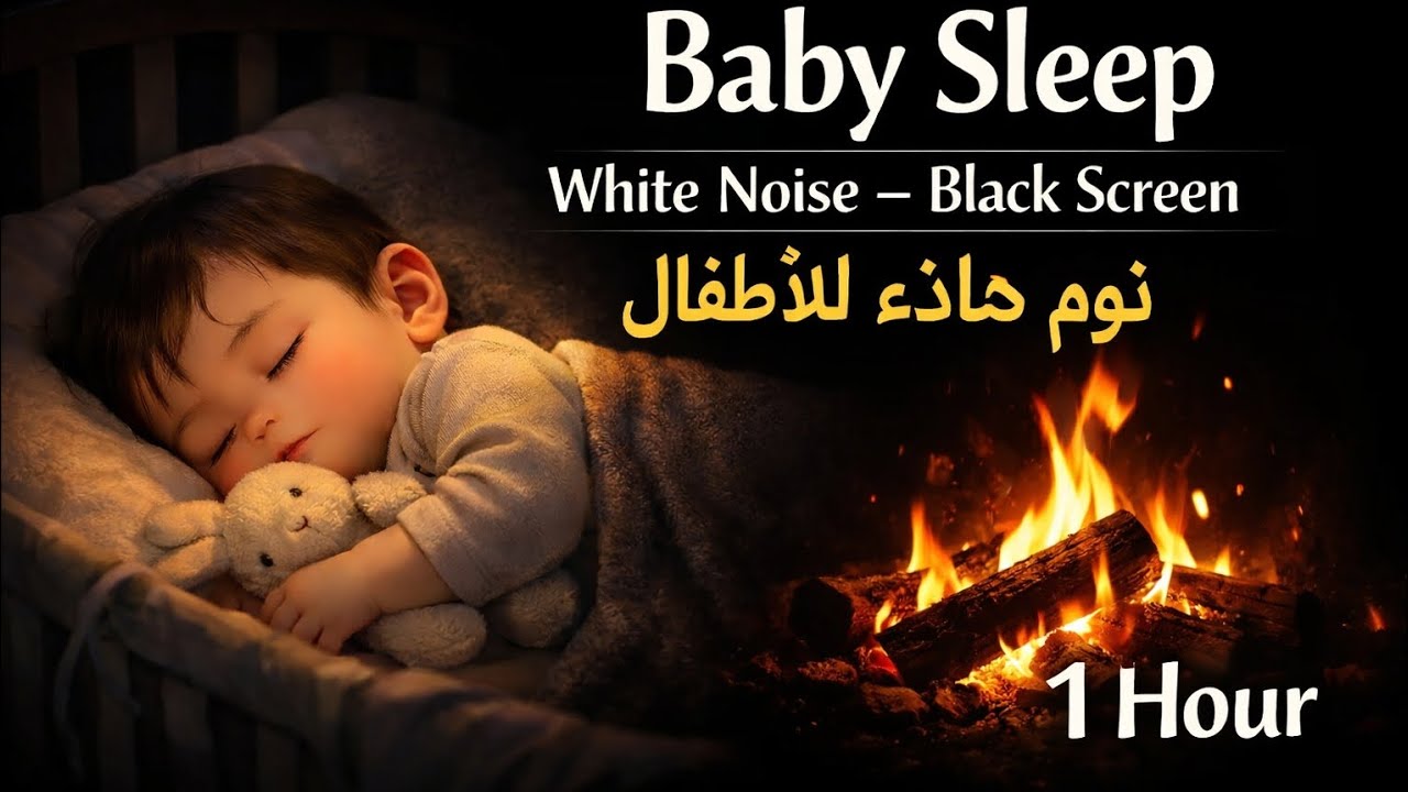 Fireplace White Noise for Baby Sleep – Black Screen (1Hour) | صوت النار وضجيج أبيض مهدئ لنوم الأطفال