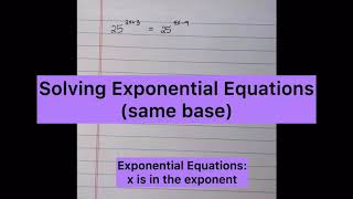 Solving Exponential Equations #1 - same base