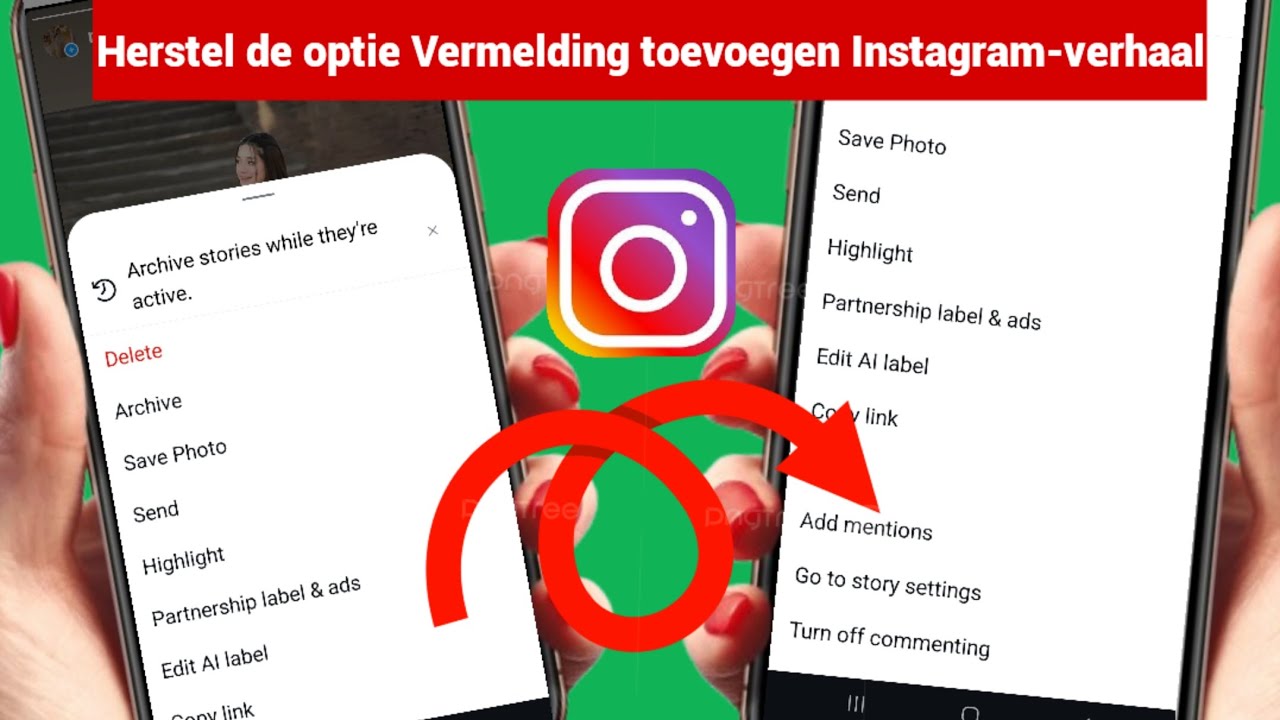Optie Vermelding Toevoegen Wordt Niet Weergegeven in Instagram-verhaal