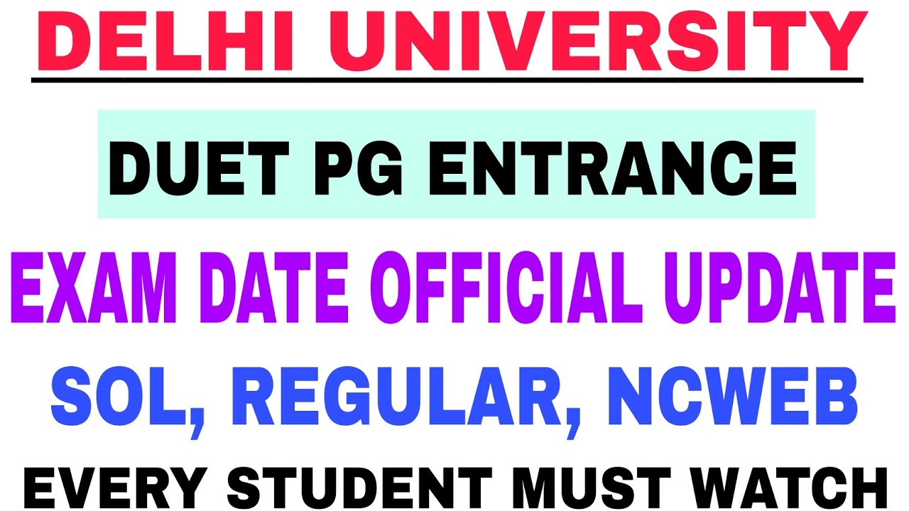 DU SOL | DU PG Entrance Exam Date | Update 2022 | Sol, Regular, Ncweb | JK Study Stuff