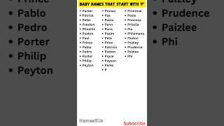 Baby Names That Start With ‘P’ 🧒 👦 #shorts #shortvideo #babynames #latest