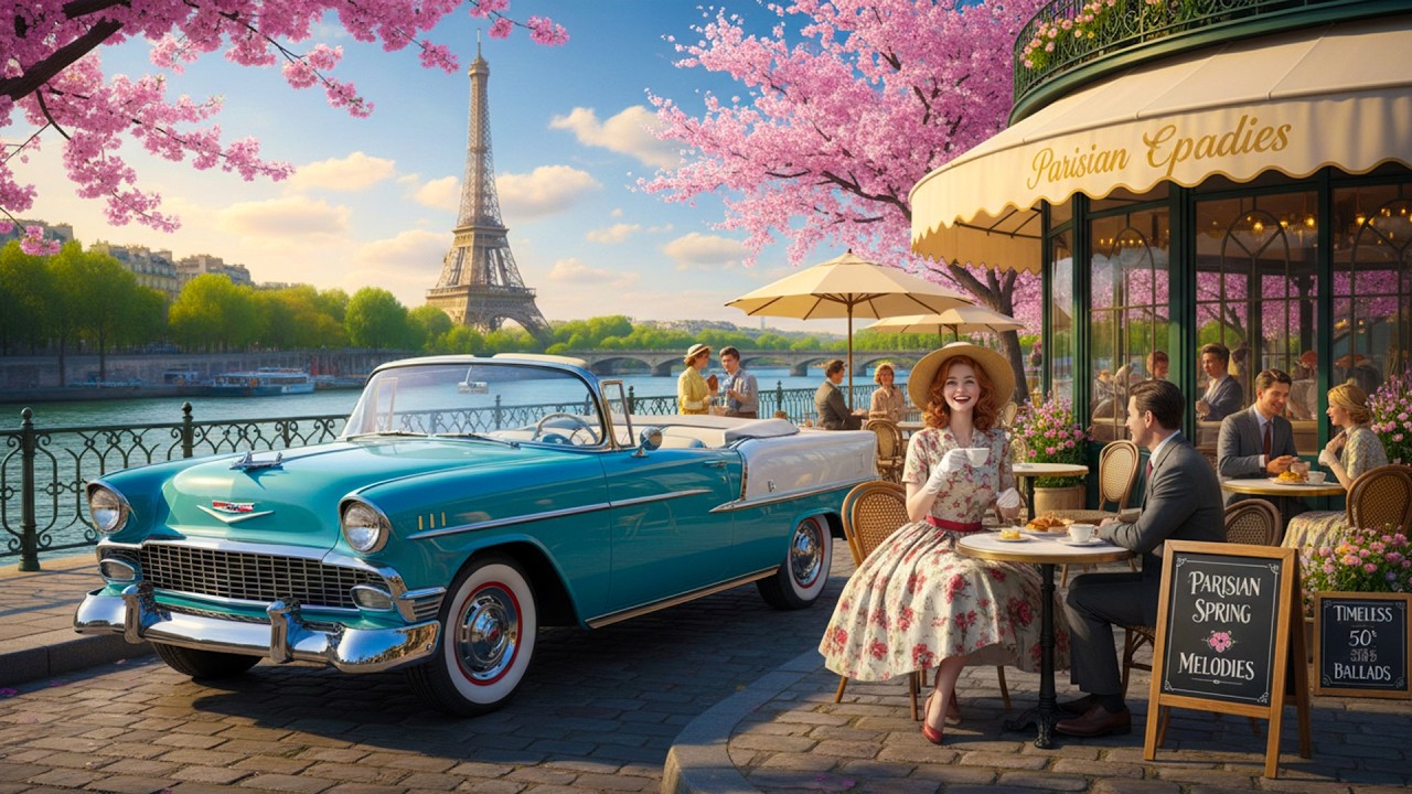 🌸 Springtime in Paris: 1950s Café Ballads & Golden Oldies (Sinatra • Elvis • Nat King Cole)
