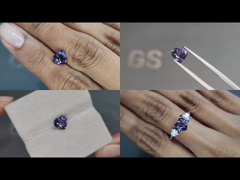 Purple spinel heart shape 1.56 carats, Tanzania Video  № 1