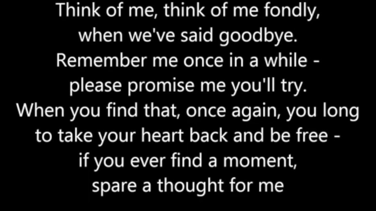 Think of Me Instrumental- Lower Key