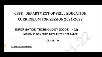 Information Technology Code - 402, Class 9 Syllabus 2021-22, Term 1