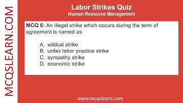 Labor Strikes Quiz PDF | Labor Strikes Questions Answers | BBA HRM Class 12-9 Ch 10 Quiz e-Book App