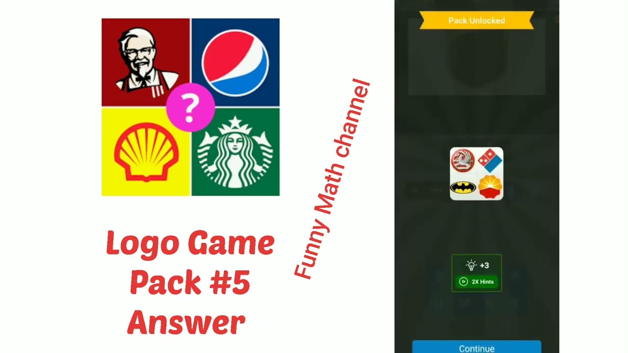 Logo Game Pack #5  General Logos Complete Answer   Math learn and puzzle Solved