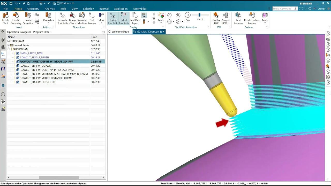 Variable Guiding Curves Multi Depth Cutting/ 5 Eksen Guiding Curves Operasyonun Çoklu Pasoyla İşleme