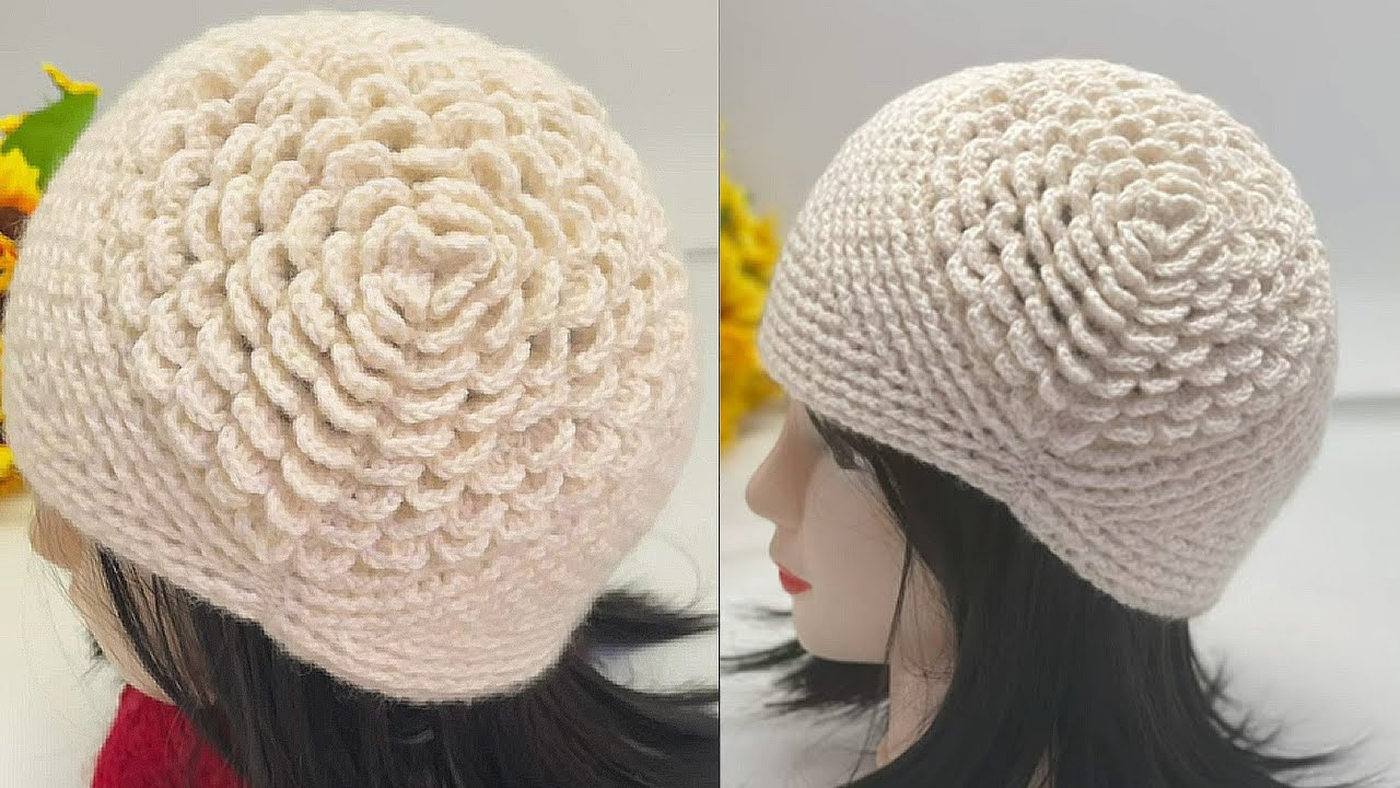 Elegant Crochet Beanie with Flower | Easy Winter Hat Pattern for