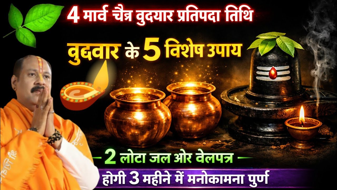 4 मार्च चैत्र माह बुधवार प्रतिपदा तिथि। 31 हरी मूंग और 7 बेलपत्र लक्ष्मी वृद्धि उपाय।#pradeepmishra